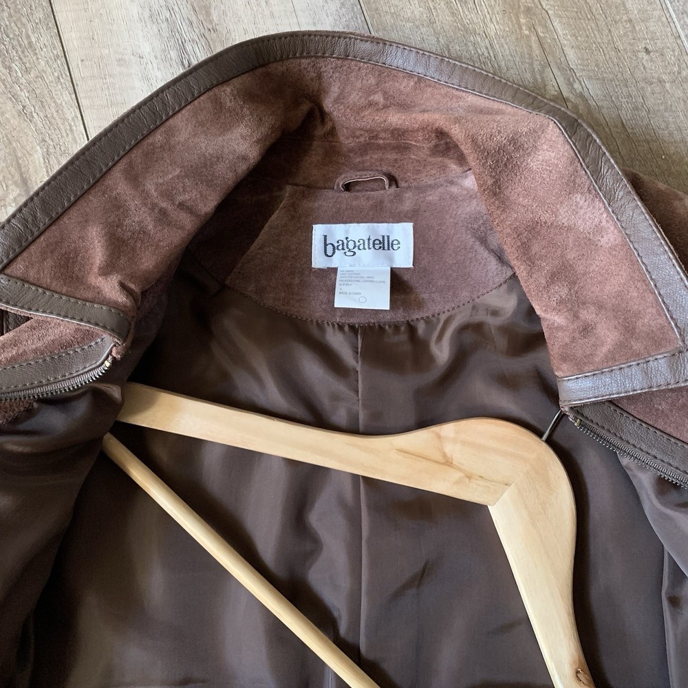 Mens Small Bagatelle Vintage Leather Zip Up Jacket  (ZIPPER BROKEN) russet brown - Picture 14 of 16
